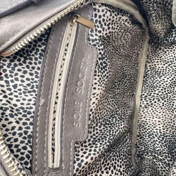 Sole Society Women's Brown Gray Faux Leather Lined Adjustable Mini Backpack Bag - Picture 12 of 13